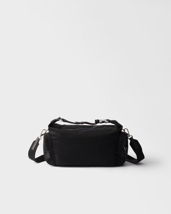 Re-Nylon サフィアーノレザー ショルダーバッグ - ブラック Re-Nylon サフィアーノレザー ショルダーバッグ - ブラック