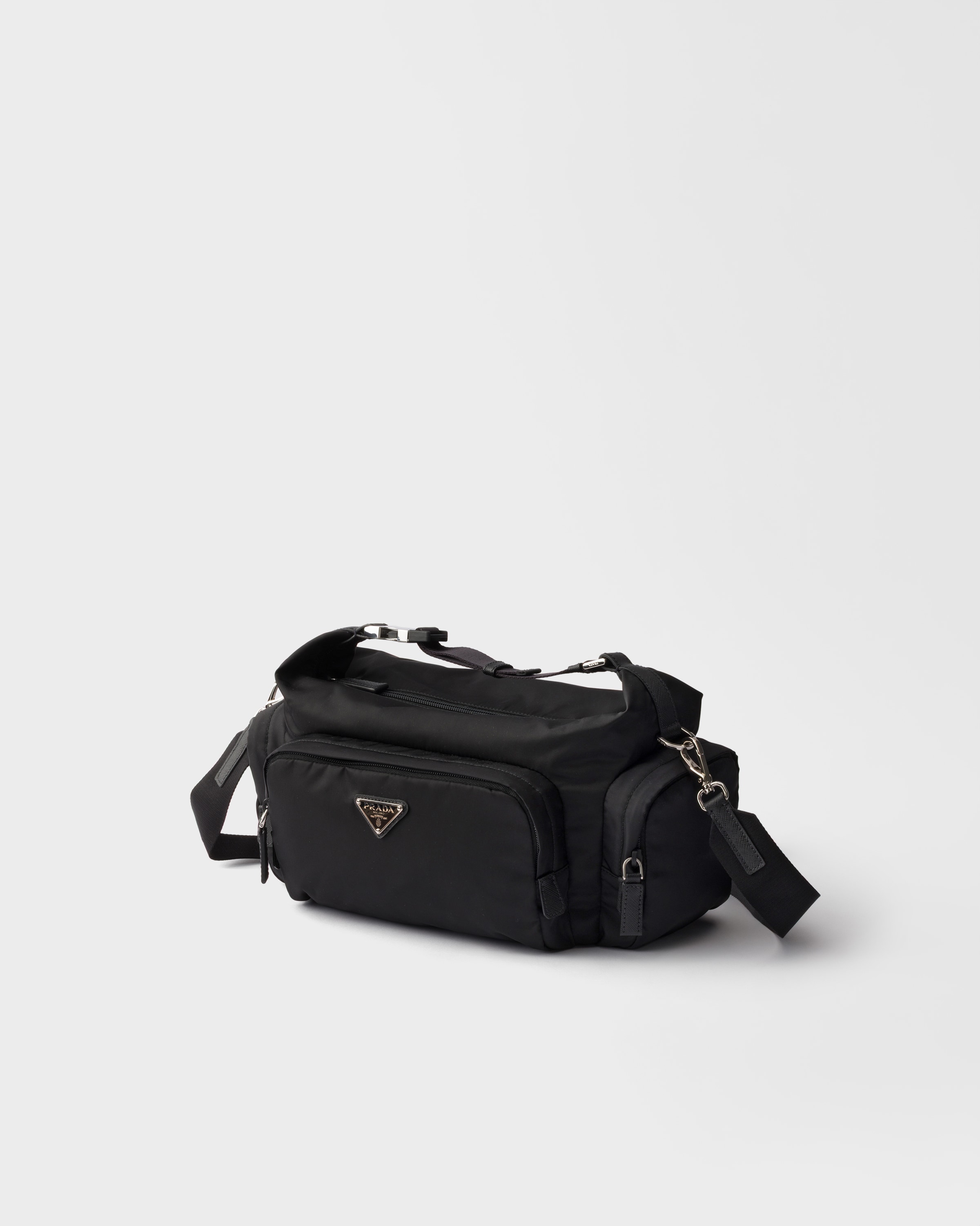 Black Re-Nylon and Saffiano leather shoulder bag | PRADA - Japan