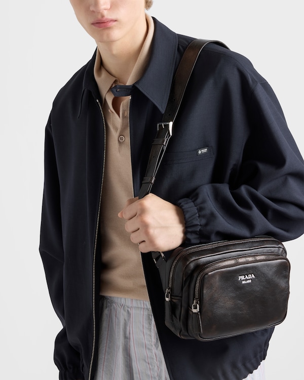 Schultertasche aus Nappa-Leder in Used-Optik - Dunkelbraun Schultertasche aus Nappa-Leder in Used-Optik - Dunkelbraun