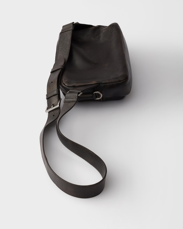 Schultertasche aus Nappa-Leder in Used-Optik - Dunkelbraun Schultertasche aus Nappa-Leder in Used-Optik - Dunkelbraun