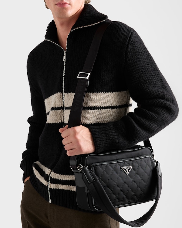 Re-Nylon and leather shoulder bag - Black Re-Nylon and leather shoulder bag - Black