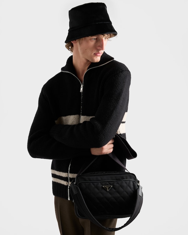 Re-Nylon and leather shoulder bag - Black Re-Nylon and leather shoulder bag - Black