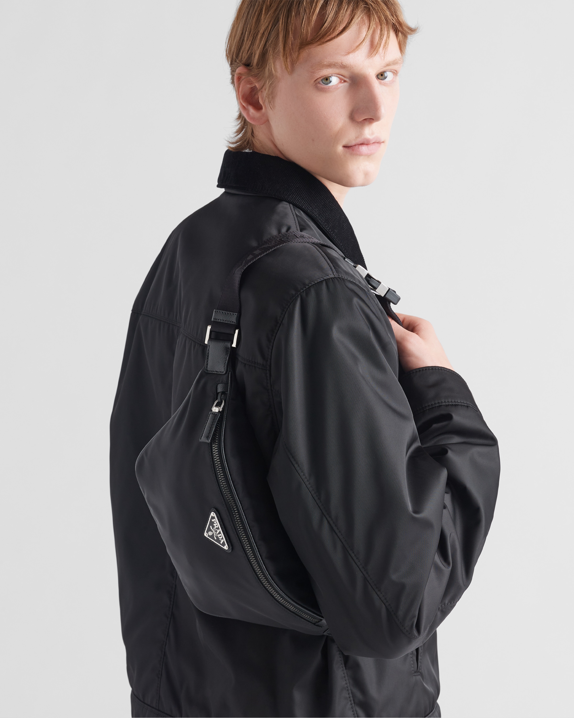 Black Re nylon And Saffiano Leather Belt Bag PRADA