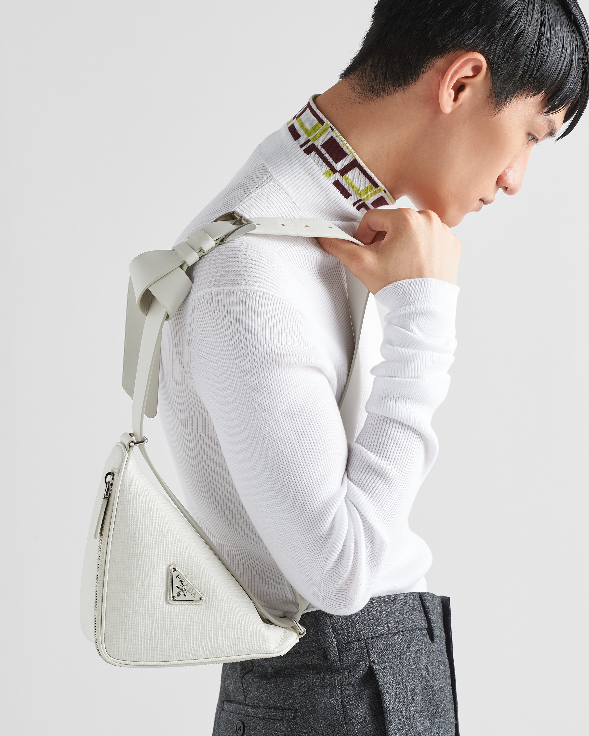 White Saffiano Leather Belt Bag