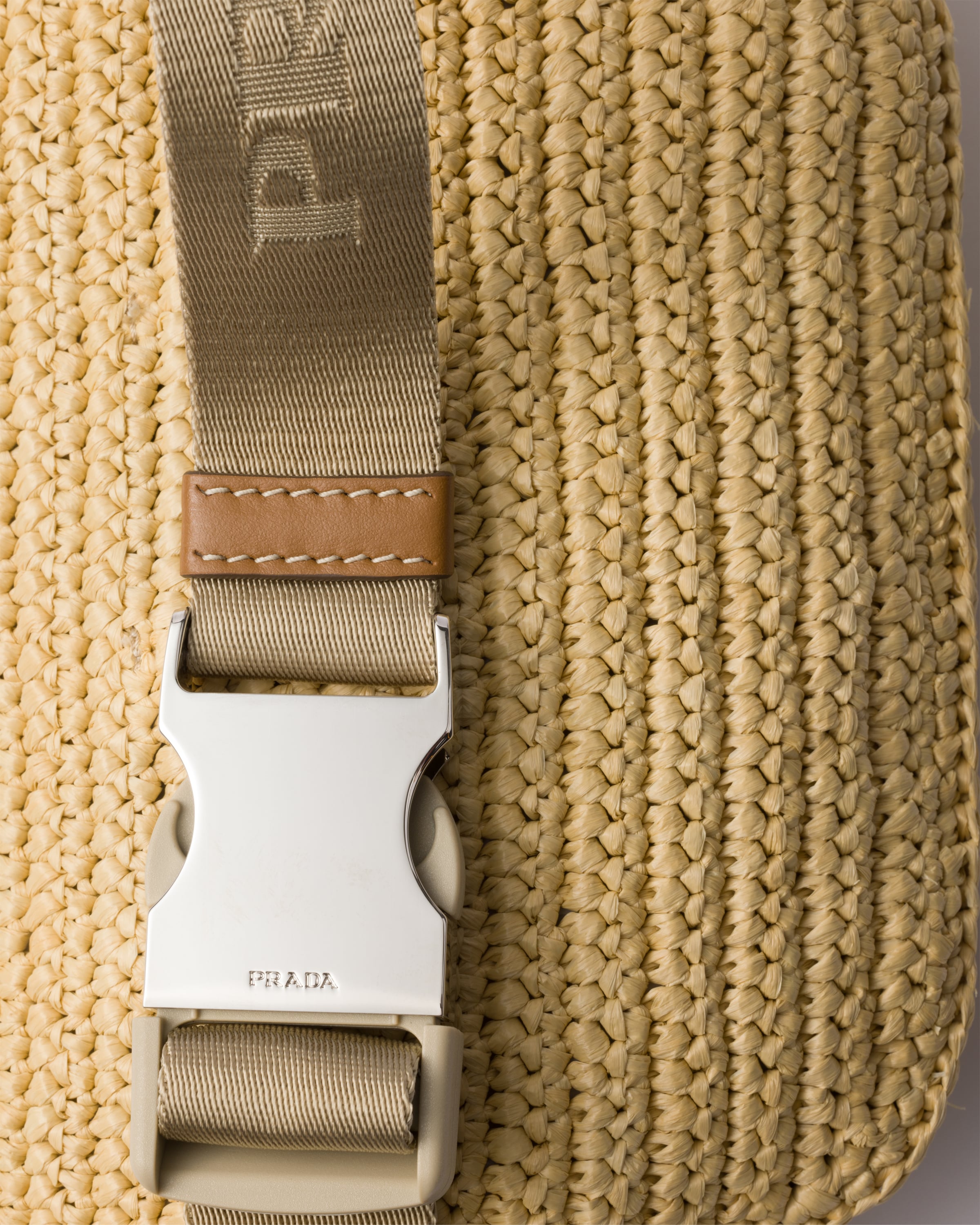 Prada Crochet Belt Bag In Natural