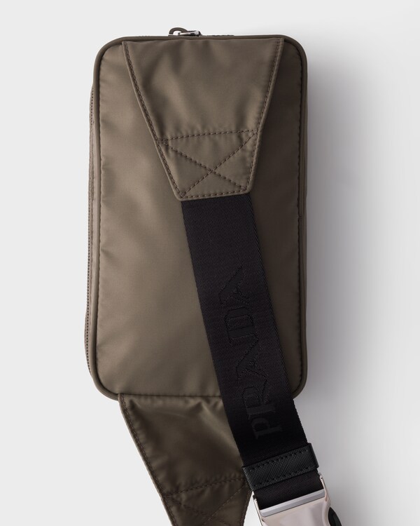 Re-Nylon and Saffiano leather belt bag - Smoky Gray Re-Nylon and Saffiano leather belt bag - Smoky Gray