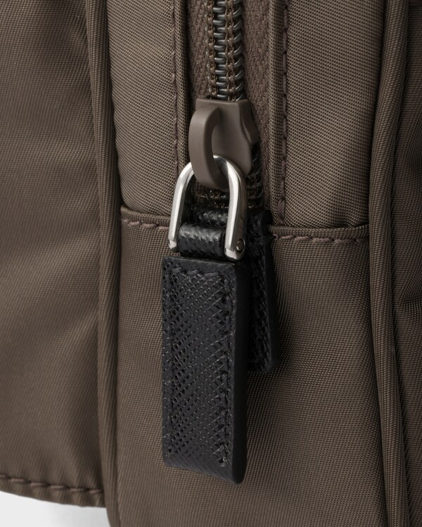 Re-Nylon and Saffiano leather belt bag - Smoky Gray Re-Nylon and Saffiano leather belt bag - Smoky Gray