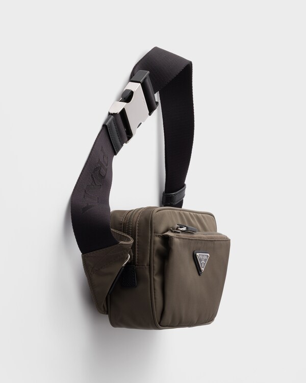 Re-Nylon and Saffiano leather belt bag - Smoky Gray Re-Nylon and Saffiano leather belt bag - Smoky Gray