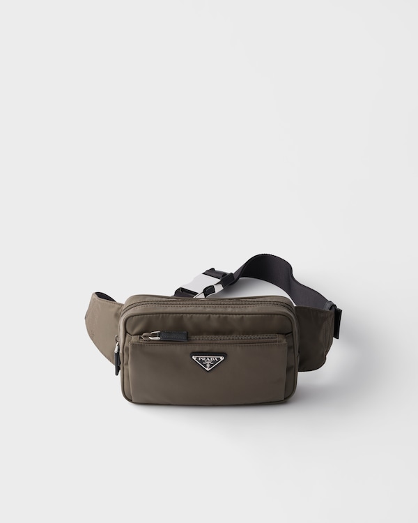 Re-Nylon and Saffiano leather belt bag - Smoky Gray Re-Nylon and Saffiano leather belt bag - Smoky Gray