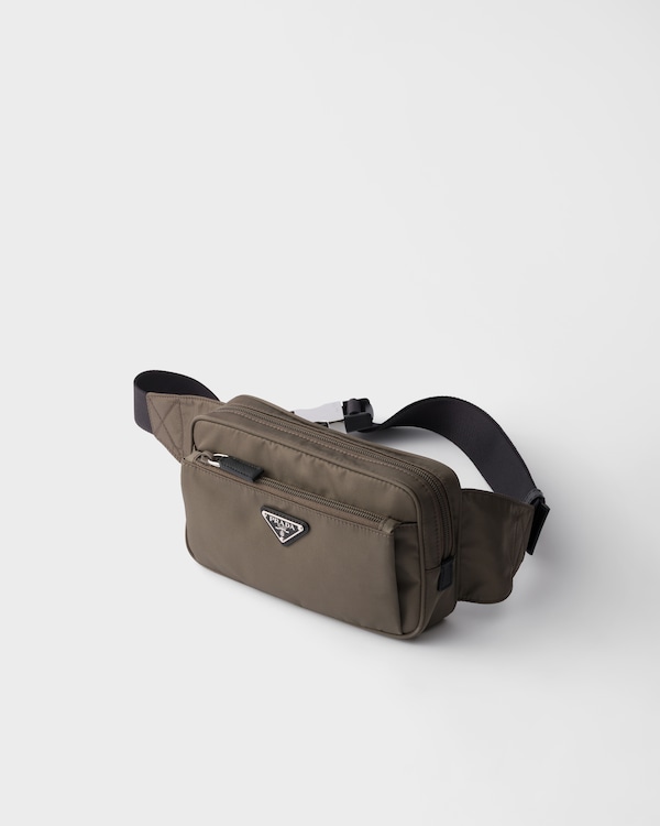 Re-Nylon and Saffiano leather belt bag - Smoky Gray Re-Nylon and Saffiano leather belt bag - Smoky Gray