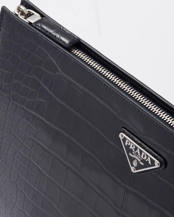 Crocodile leather document holder - Navy Crocodile leather document holder - Navy