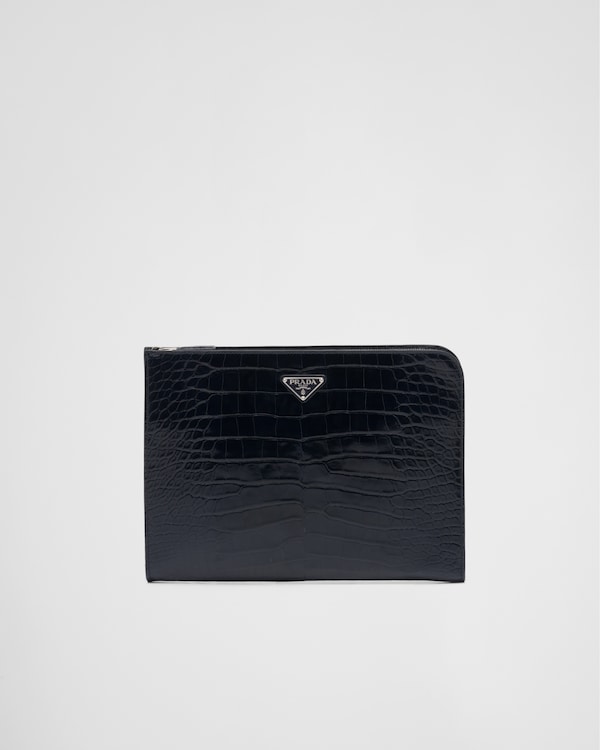 Crocodile leather document holder - Navy Crocodile leather document holder - Navy