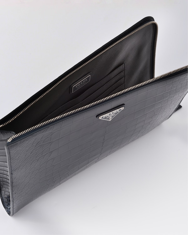 Crocodile leather document holder - Navy Crocodile leather document holder - Navy