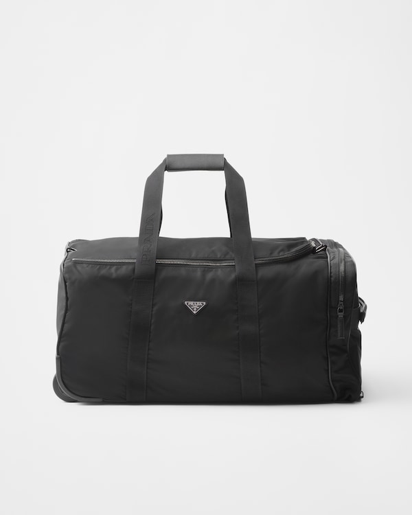 Black Re-Nylon and Saffiano leather trolley | PRADA