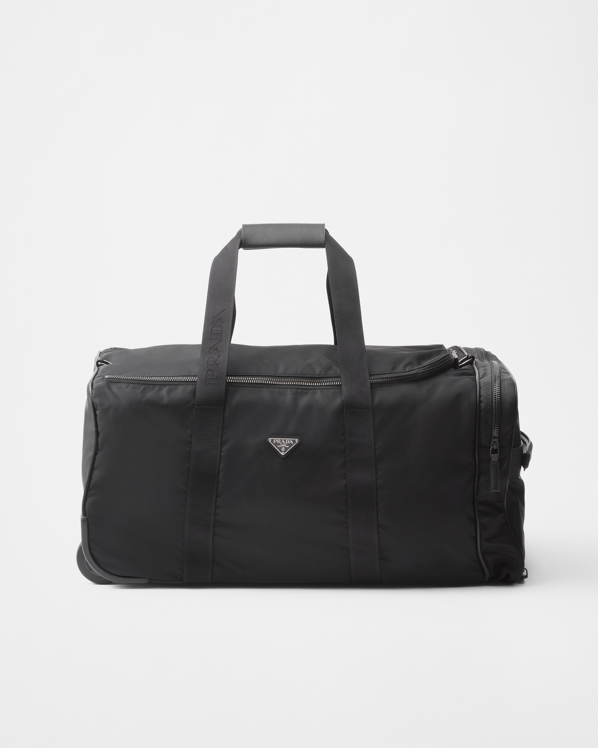 Prada Re-nylon And Saffiano Leather Trolley, , Black
