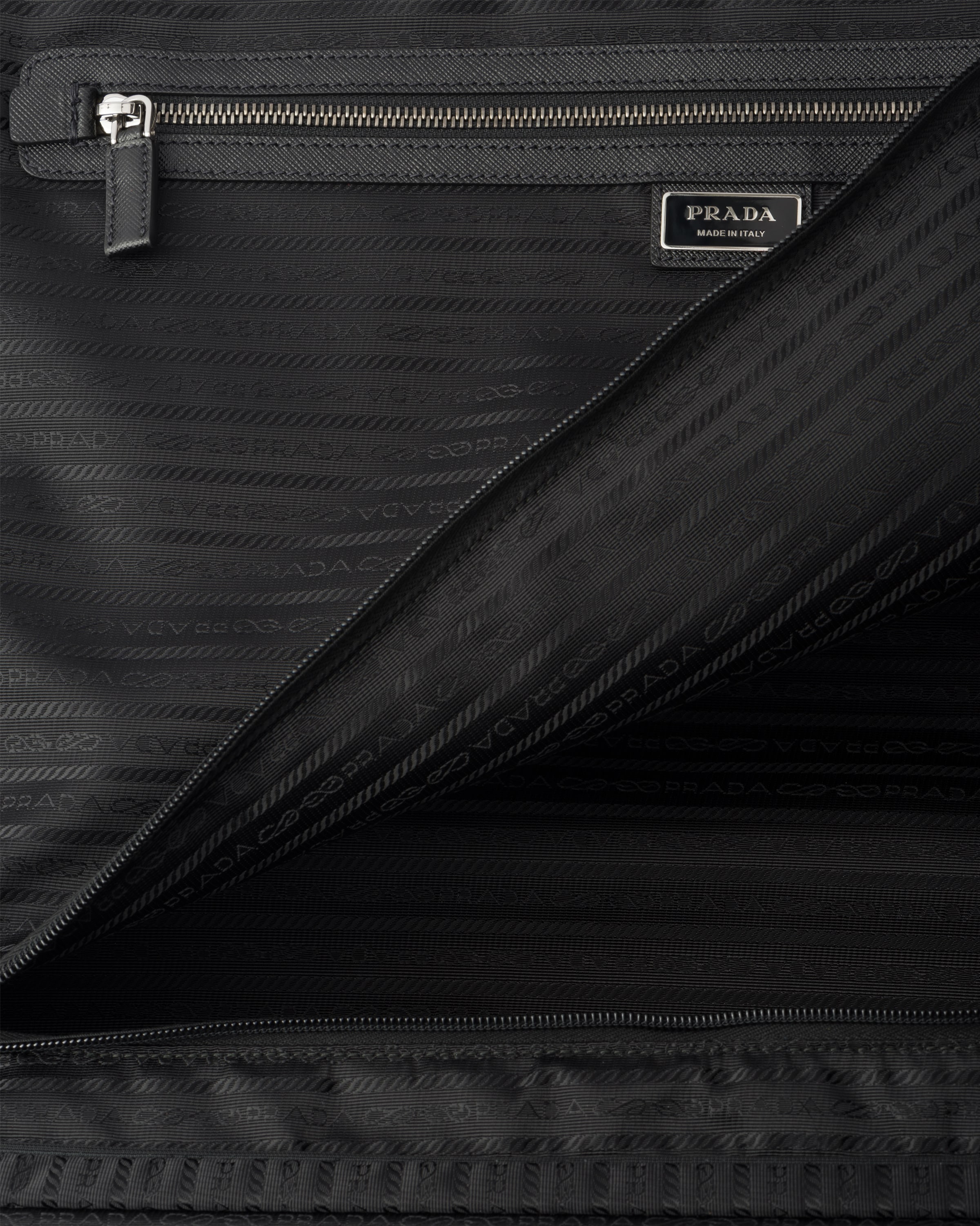 Prada Triangle-logo Leather Suitcase In Karamell