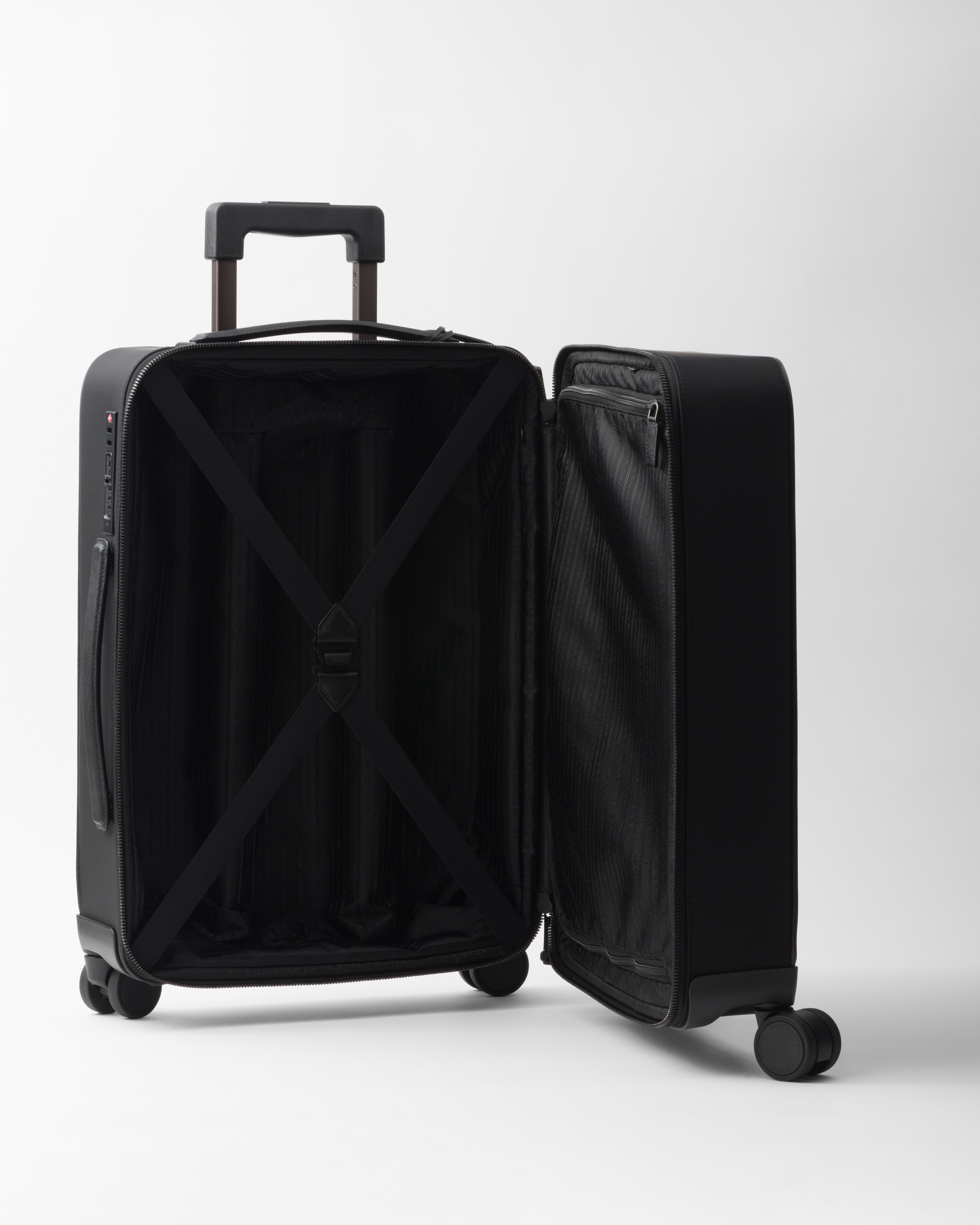 Black Re-nylon And Saffiano Leather Trolley | PRADA