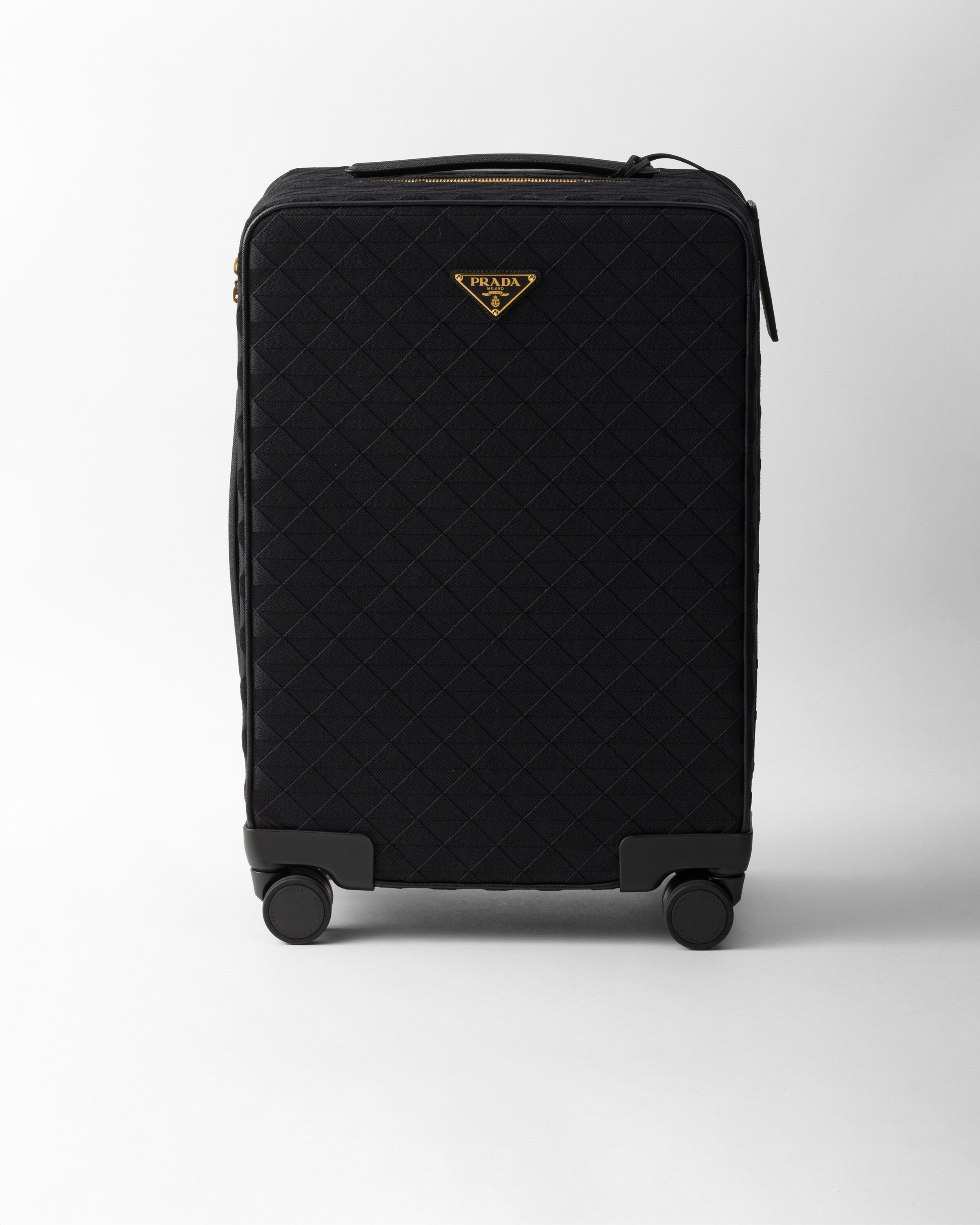 Prada Embroidered Fabric Trolley, , Black