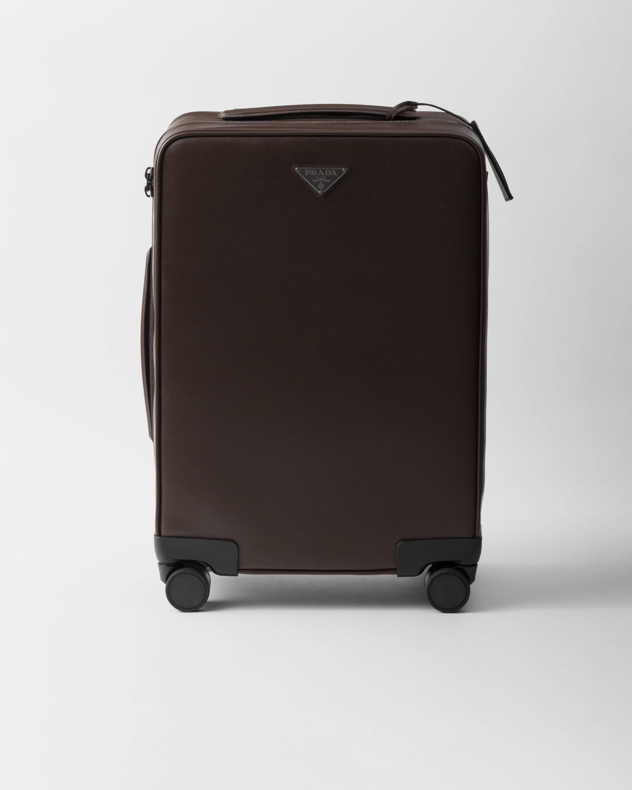 Prada Saffiano Leather Trolley, , Coffee