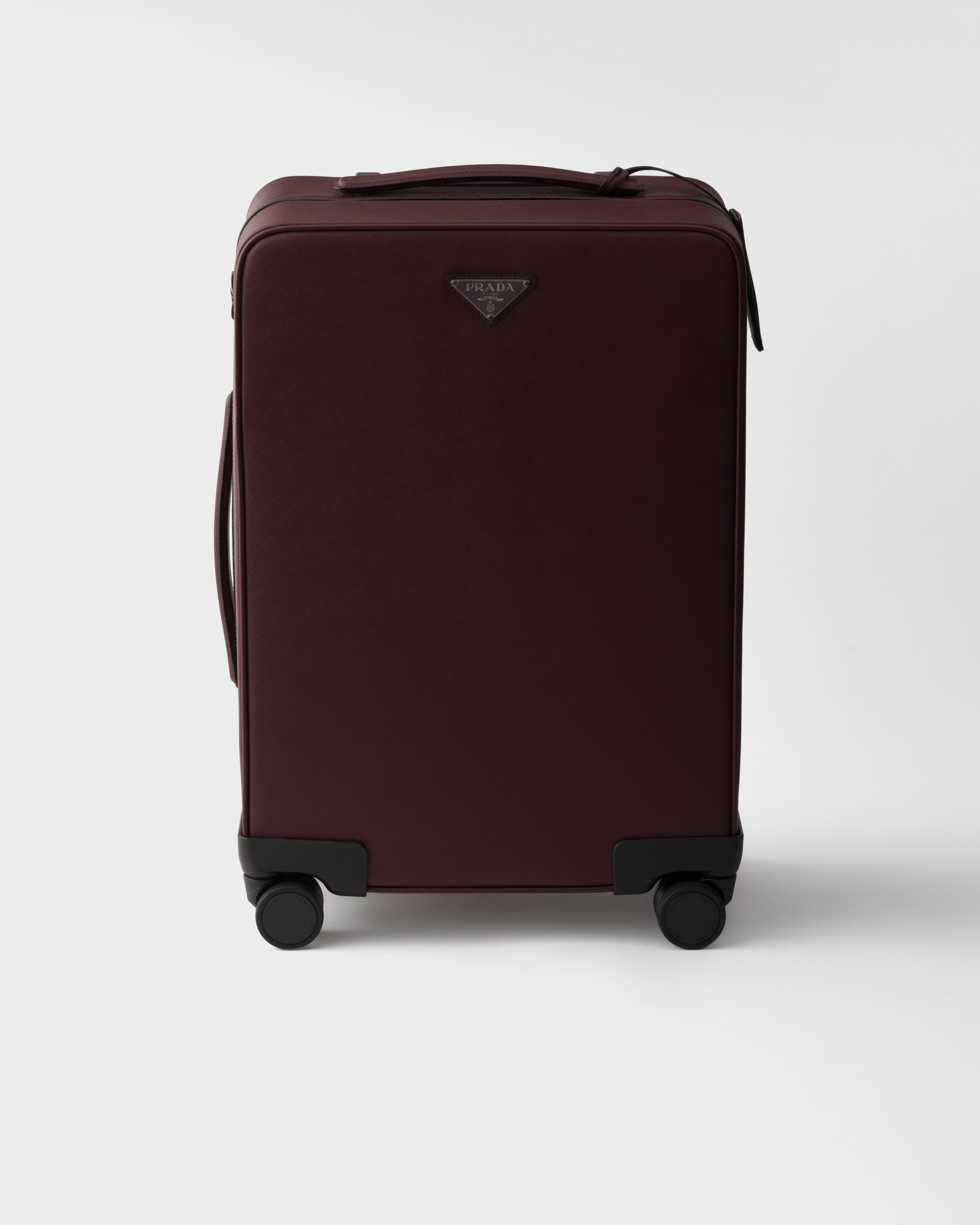 Prada Saffiano Leather Trolley, , Burgundy