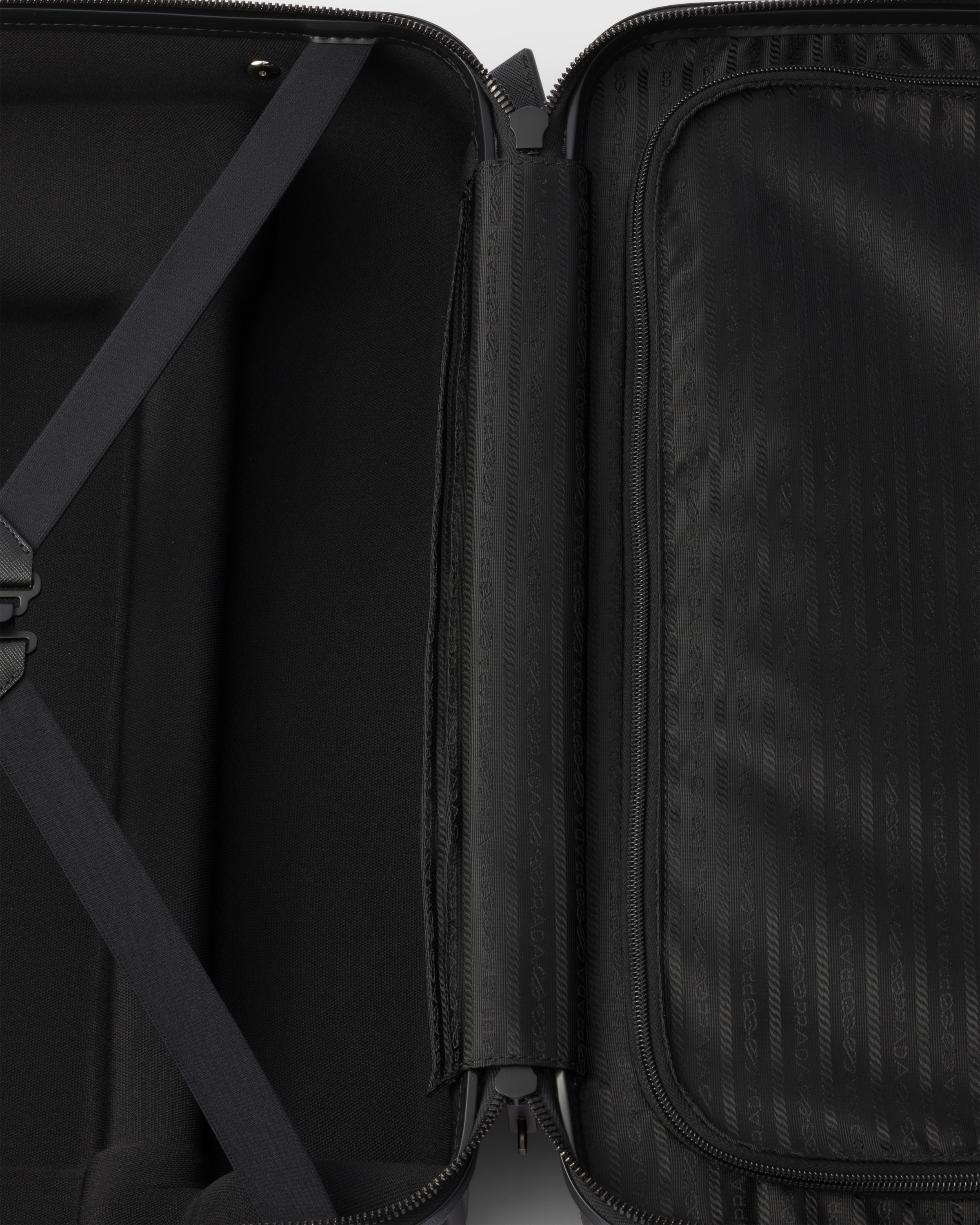 Prada Re-nylon And Saffiano Leather Trolley In Schwarz