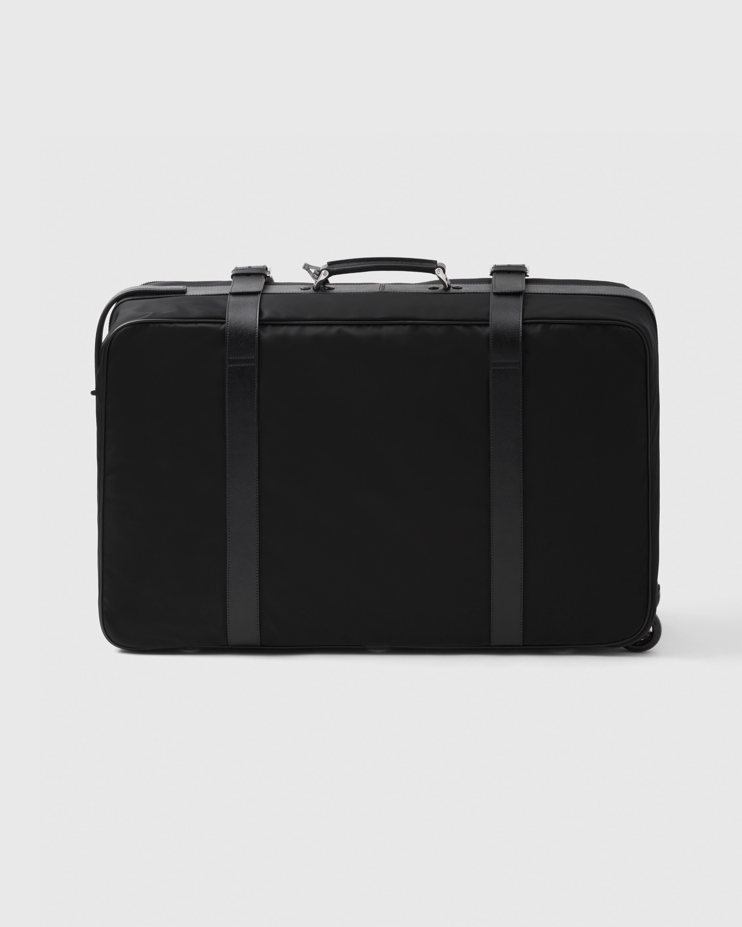 Black Large Re-Nylon and Saffiano leather suitcase | PRADA