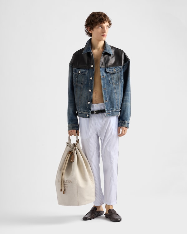 Linen blend drawstring duffel bag Linen blend drawstring duffel bag