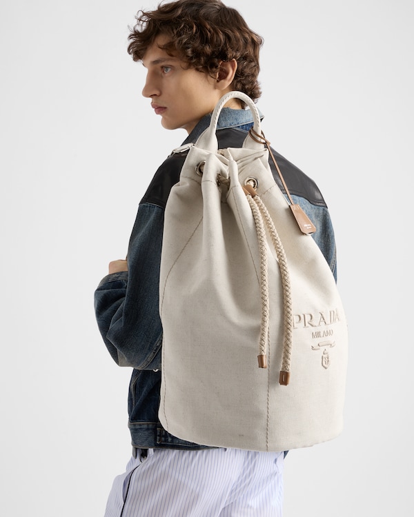 Linen blend drawstring duffel bag Linen blend drawstring duffel bag