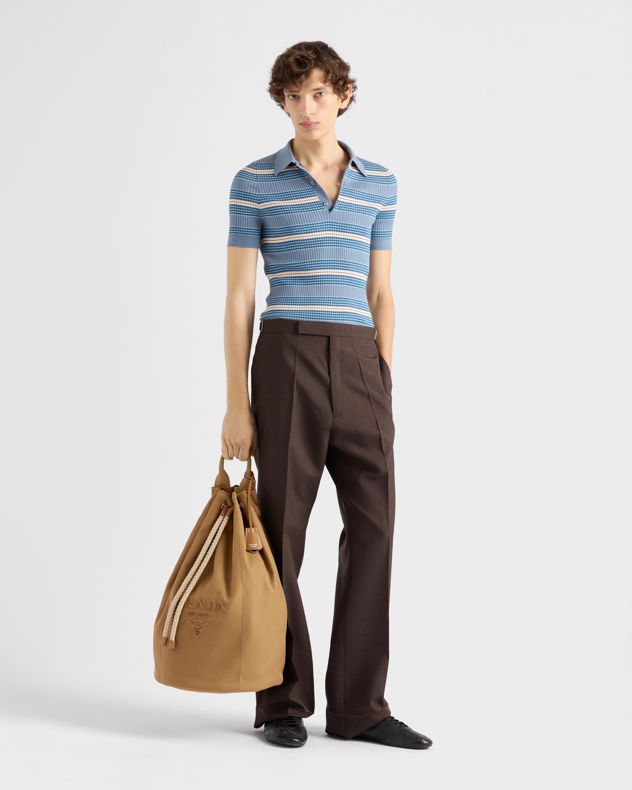 Prada Canvas Drawstring Duffle Bag