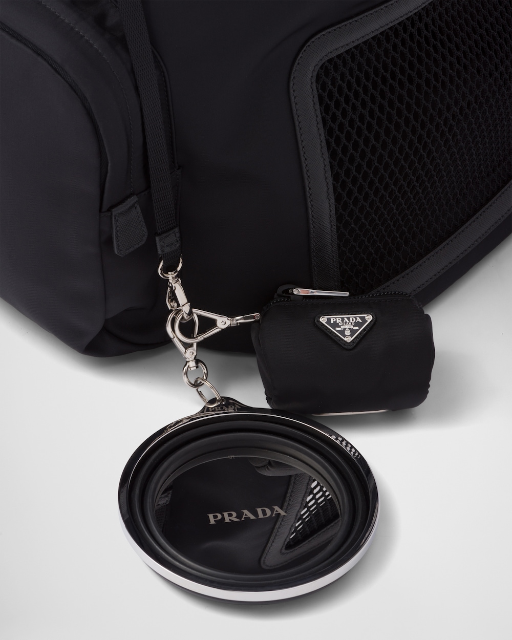 2025春の新作 Re-Nylon 和Saffiano 皮革寵物袋黑色| Prada ボストンバッグ