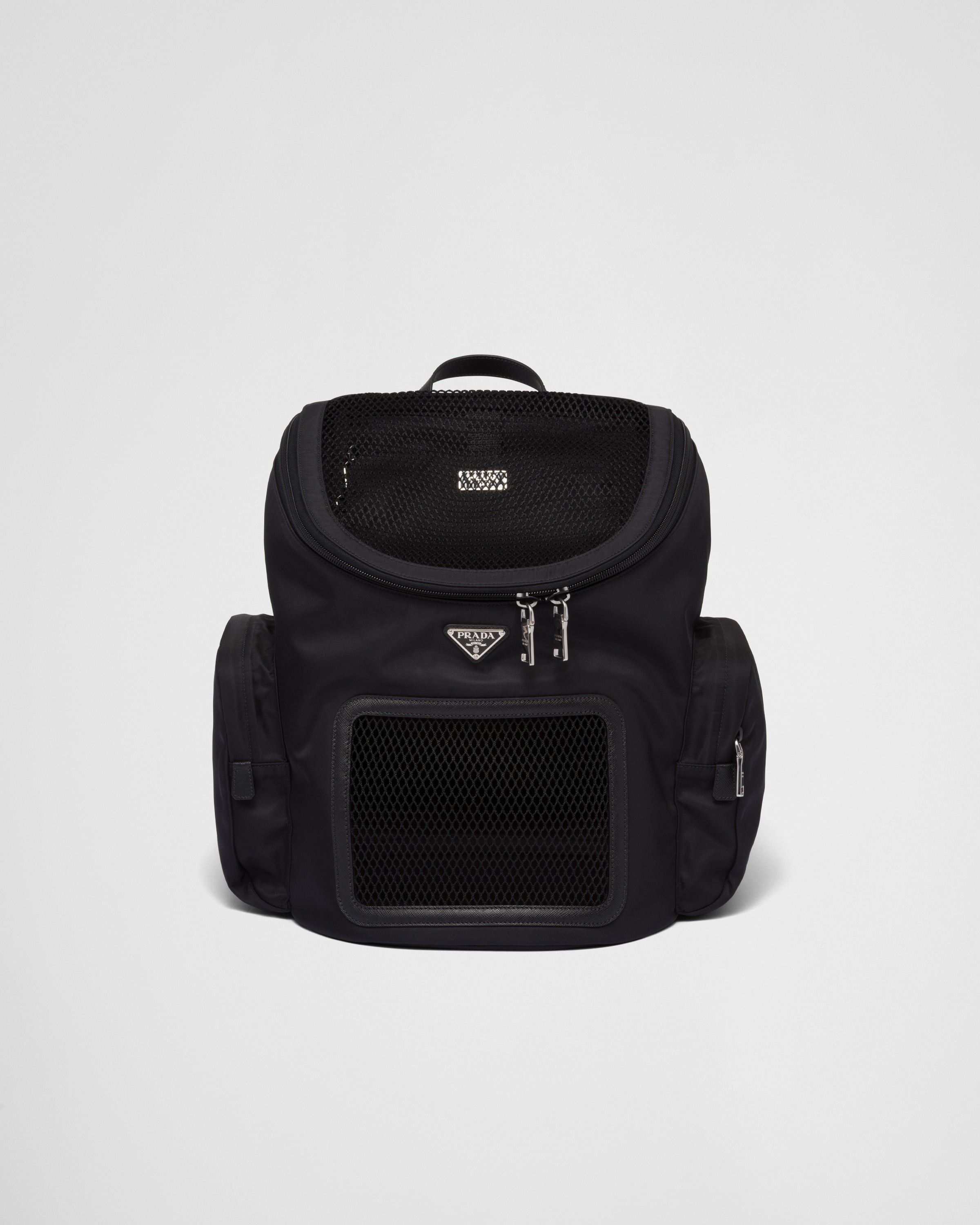 Prada Re-nylon And Saffiano Leather Pet Bag, , Black