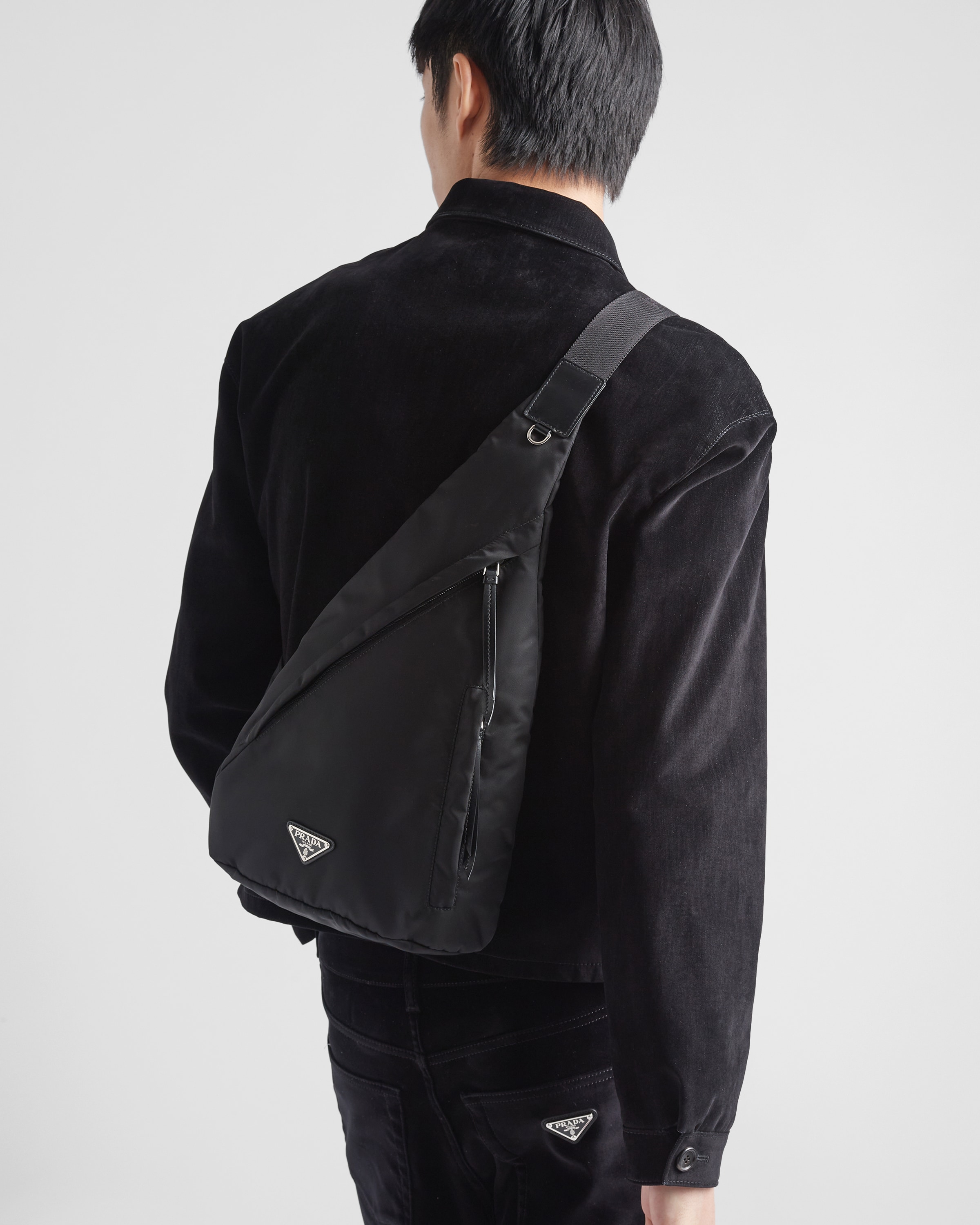 ブラック Re-Nylon xレザー ワンショルダーバックパック | PRADA