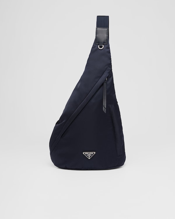 Navy Re-Nylon and leather backpack | PRADA