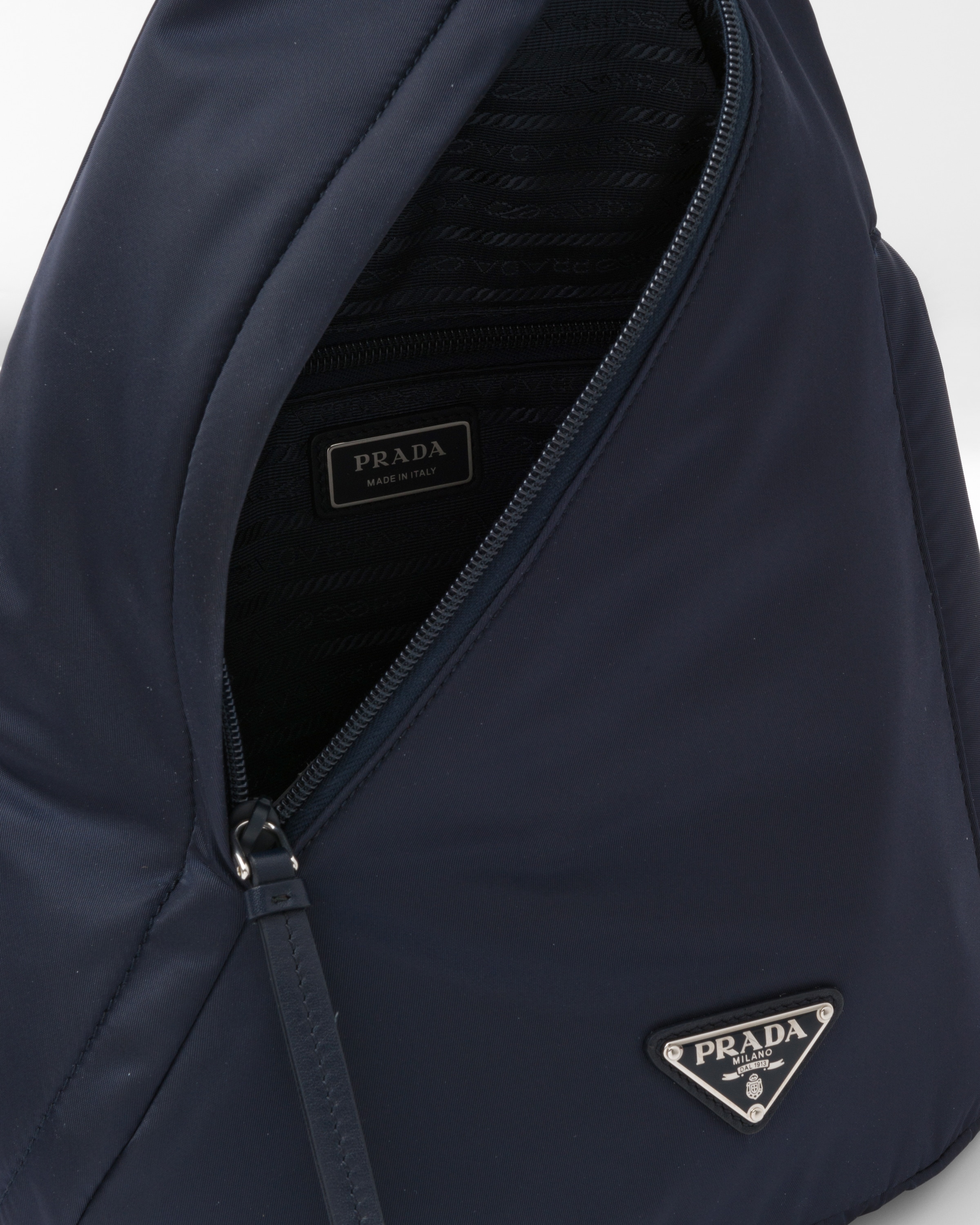 Navy Re nylon And Leather Backpack PRADA