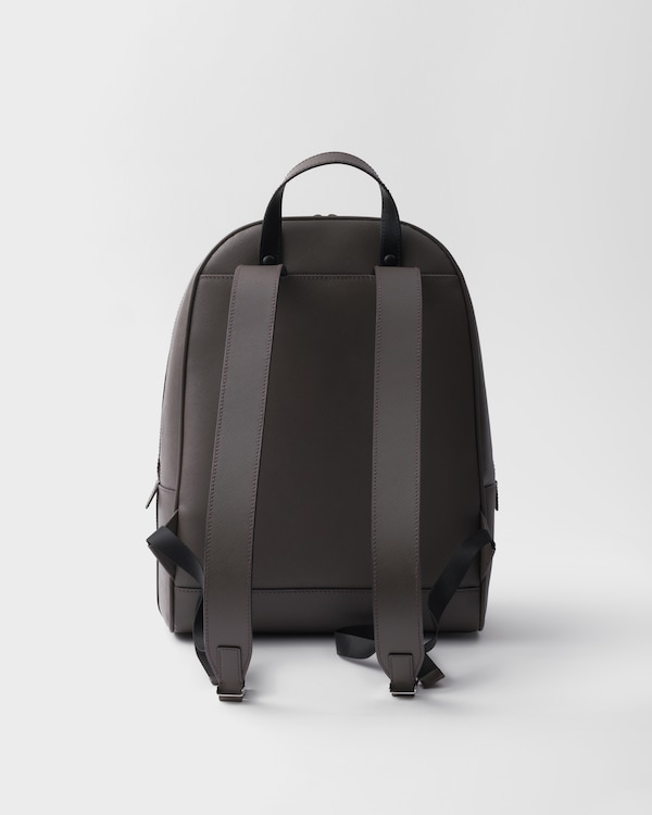 Sac à dos en cuir Saffiano - Bambou/Beige liège Sac à dos en cuir Saffiano - Bambou/Beige liège