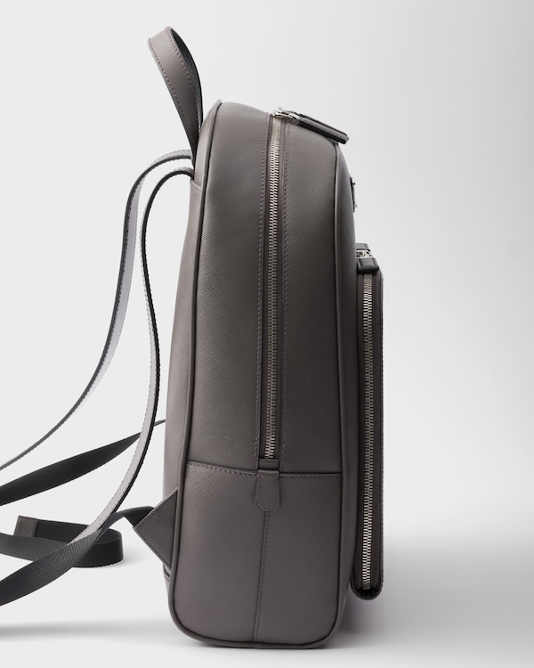 Sac à dos en cuir Saffiano - Bambou/Beige liège Sac à dos en cuir Saffiano - Bambou/Beige liège