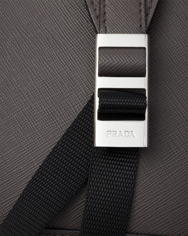 Sac à dos en cuir Saffiano - Bambou/Beige liège Sac à dos en cuir Saffiano - Bambou/Beige liège