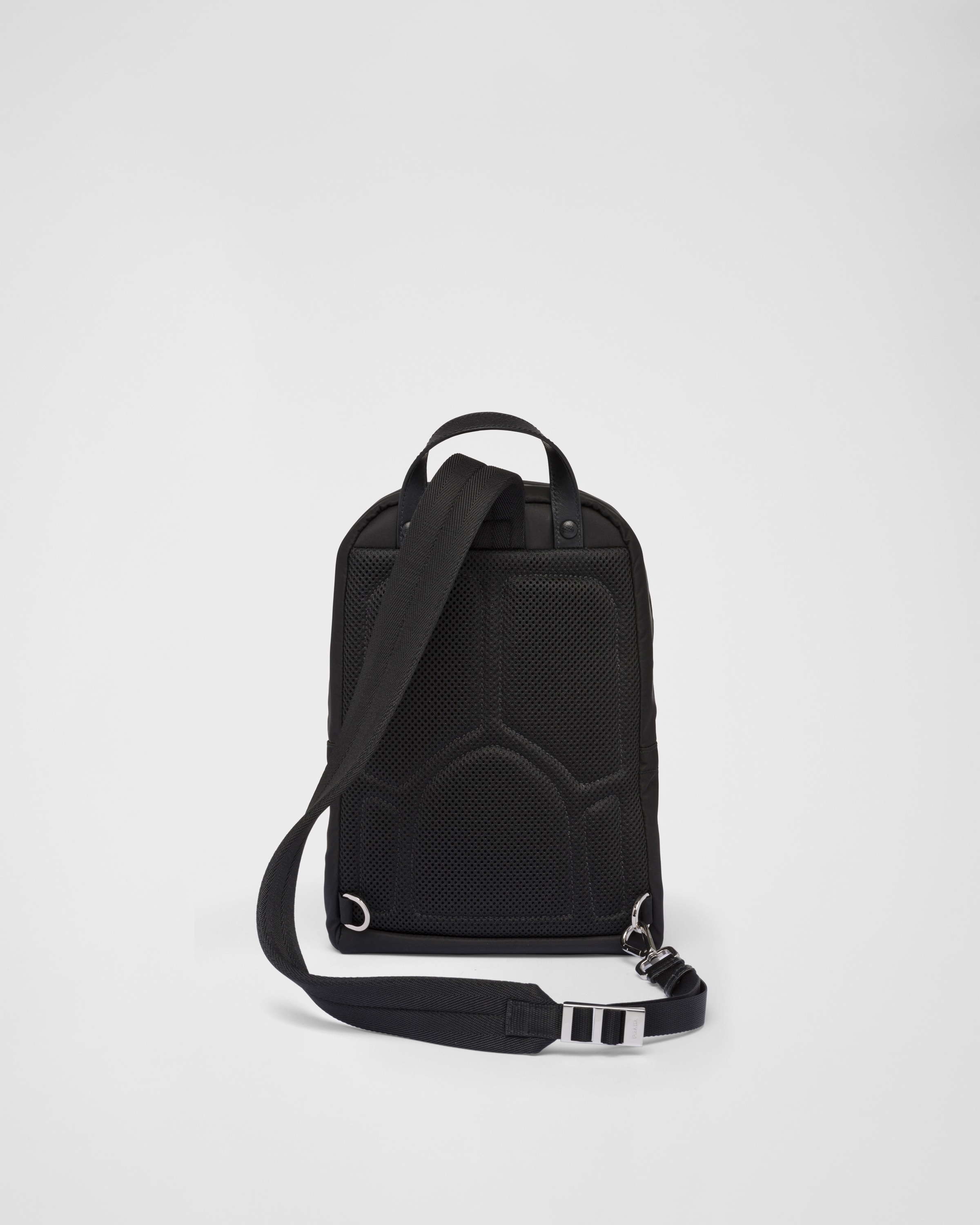 Black Re nylon And Saffiano Leather Backpack PRADA