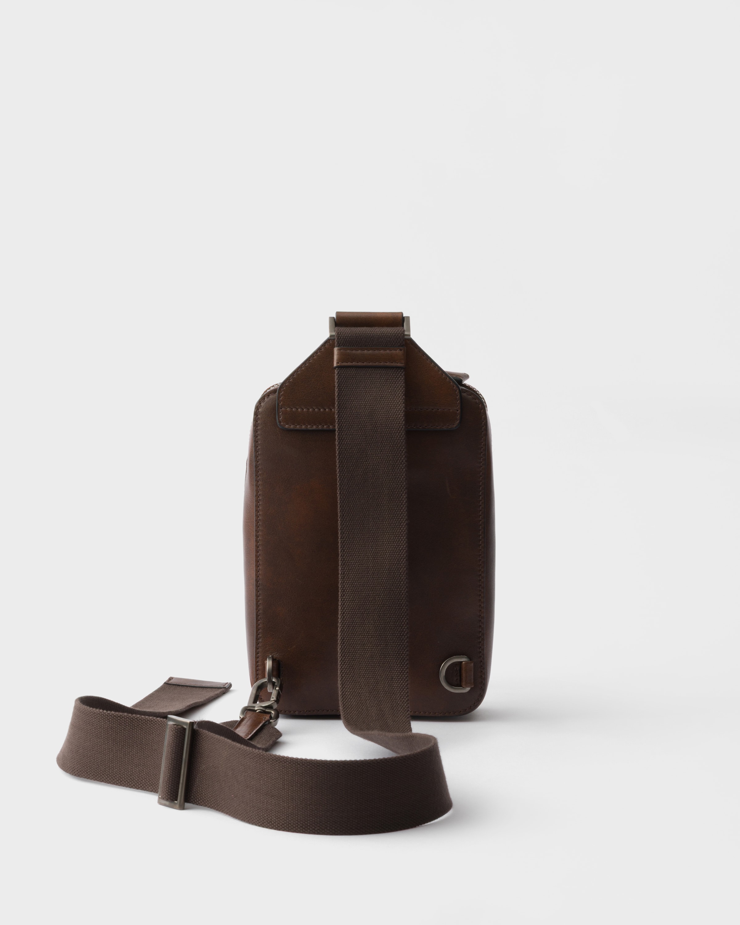 Cocoa Brown Prada Brique Antiqued Leather Bag | PRADA - United States
