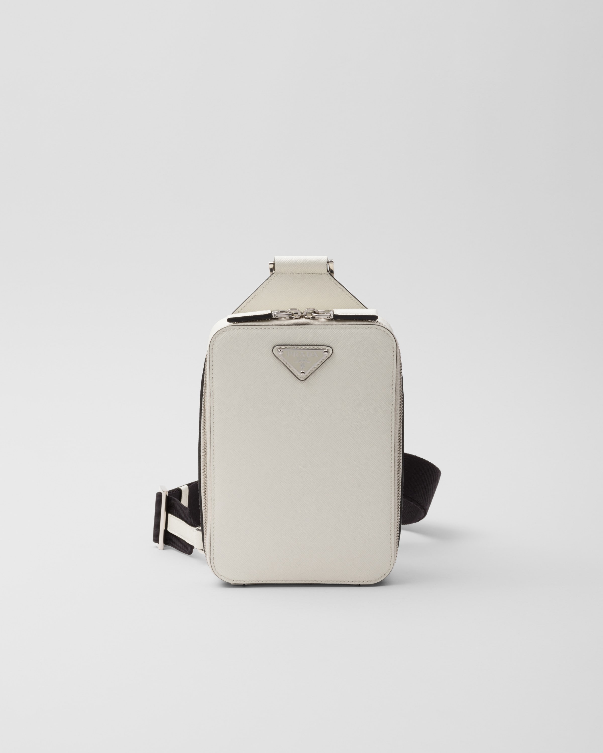 Prada Brique Saffiano Leather Bag In White