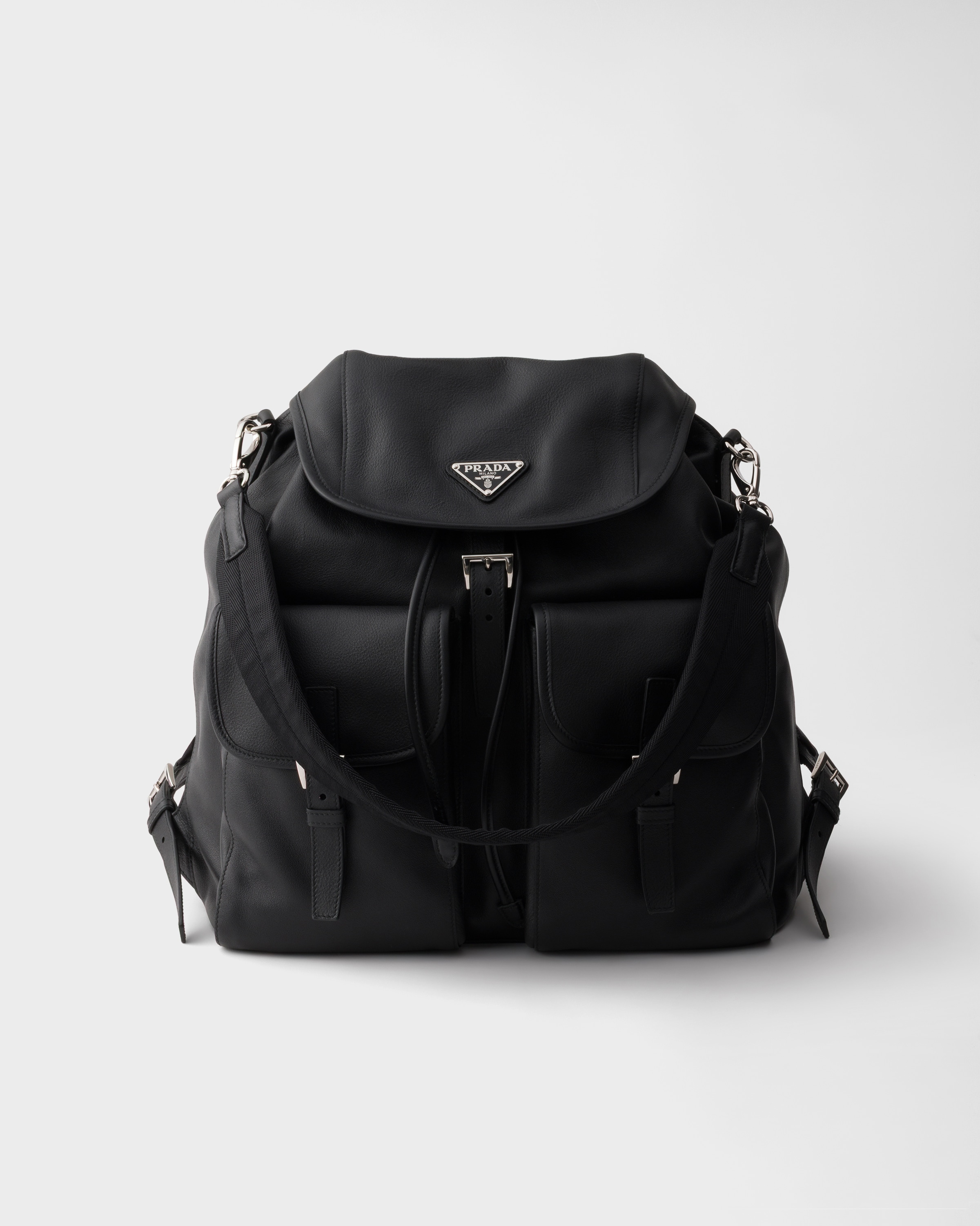 Prada Leather Backpack, Man, Black