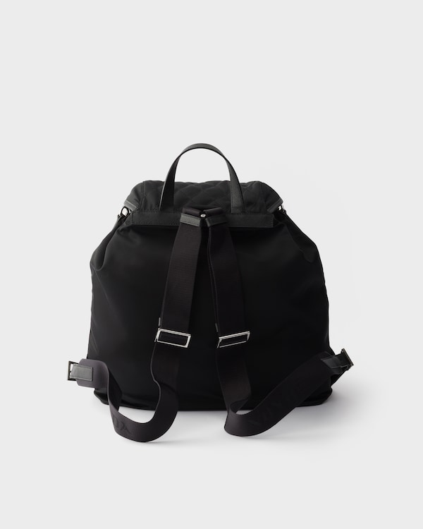 Re-Nylon and leather backpack - Black Re-Nylon and leather backpack - Black