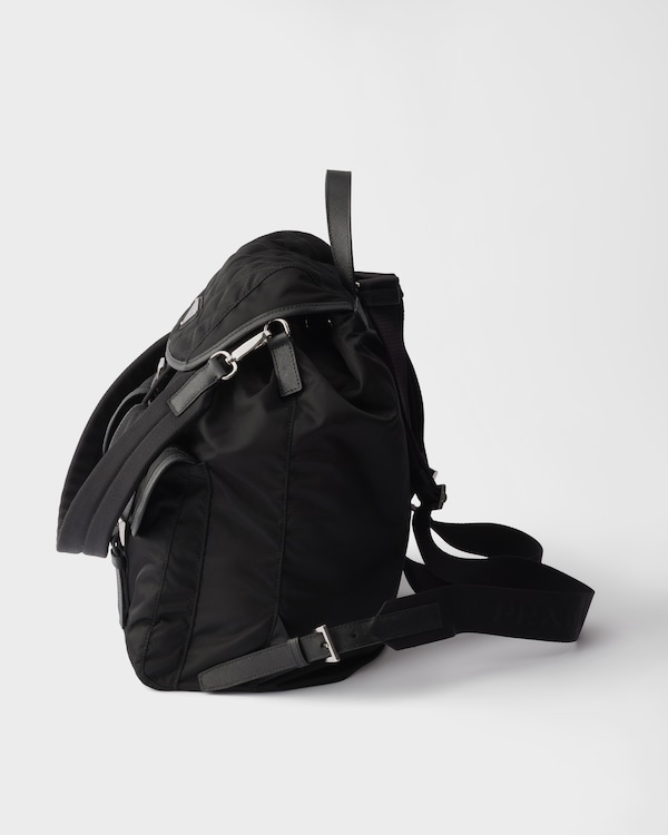 Re-Nylon and leather backpack - Black Re-Nylon and leather backpack - Black
