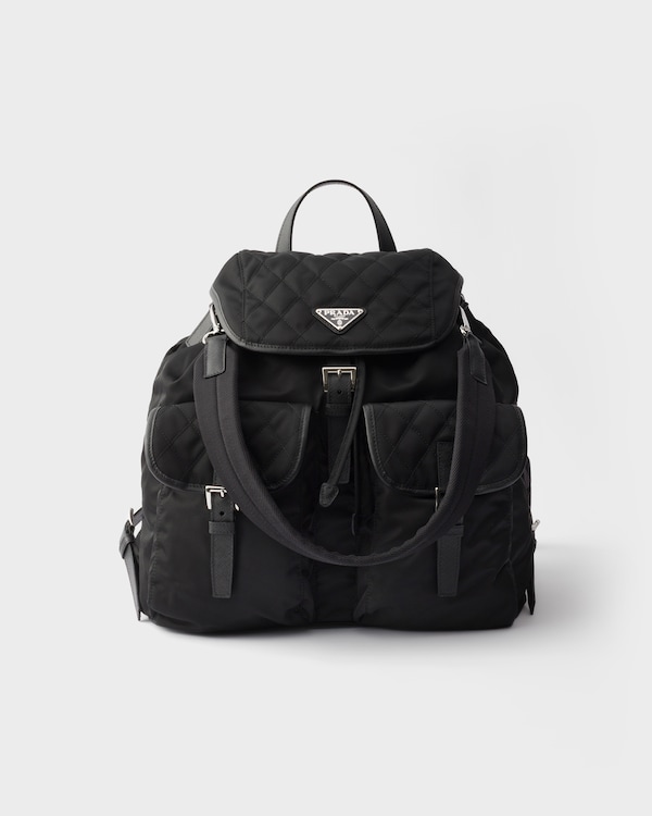 Re-Nylon and leather backpack - Black Re-Nylon and leather backpack - Black