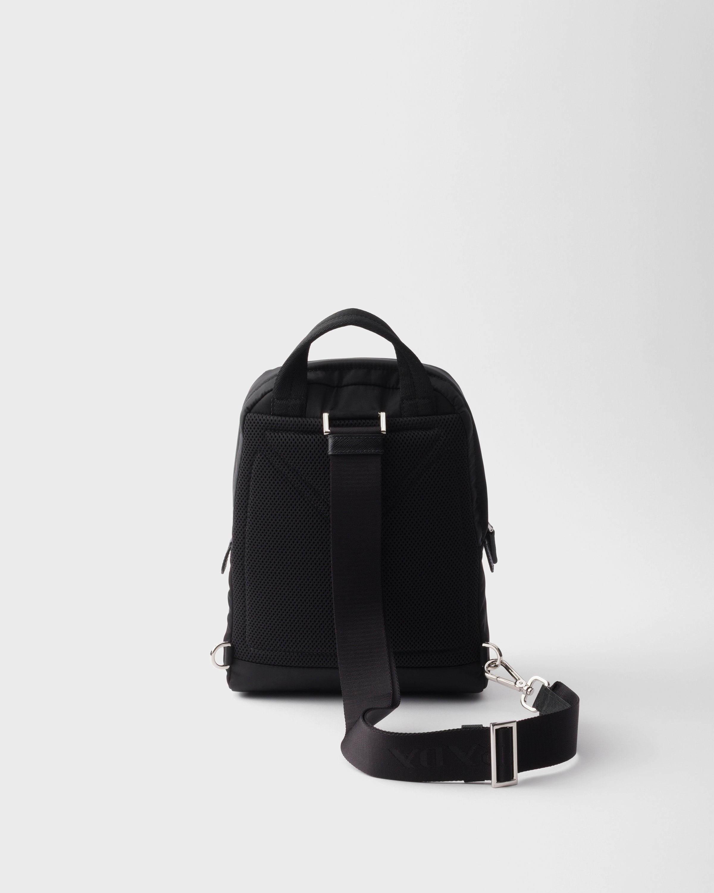 Prada Structured Leather Backpack With Logo Zipper Closure