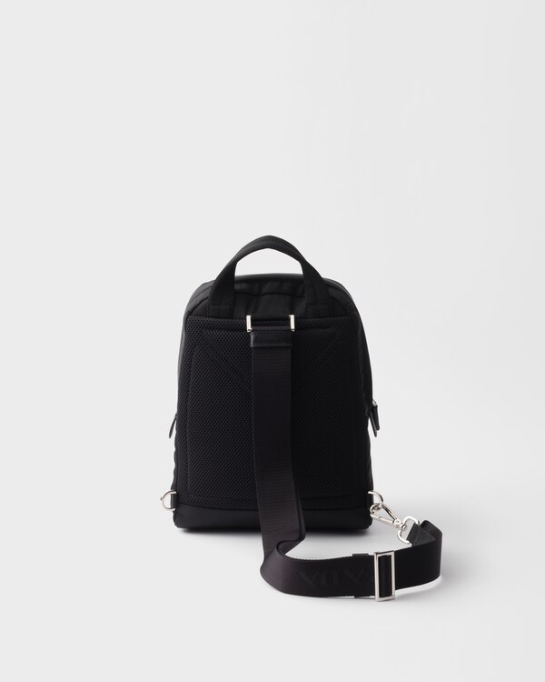 Sac à dos en Re-Nylon et cuir Saffiano - Noir Sac à dos en Re-Nylon et cuir Saffiano - Noir