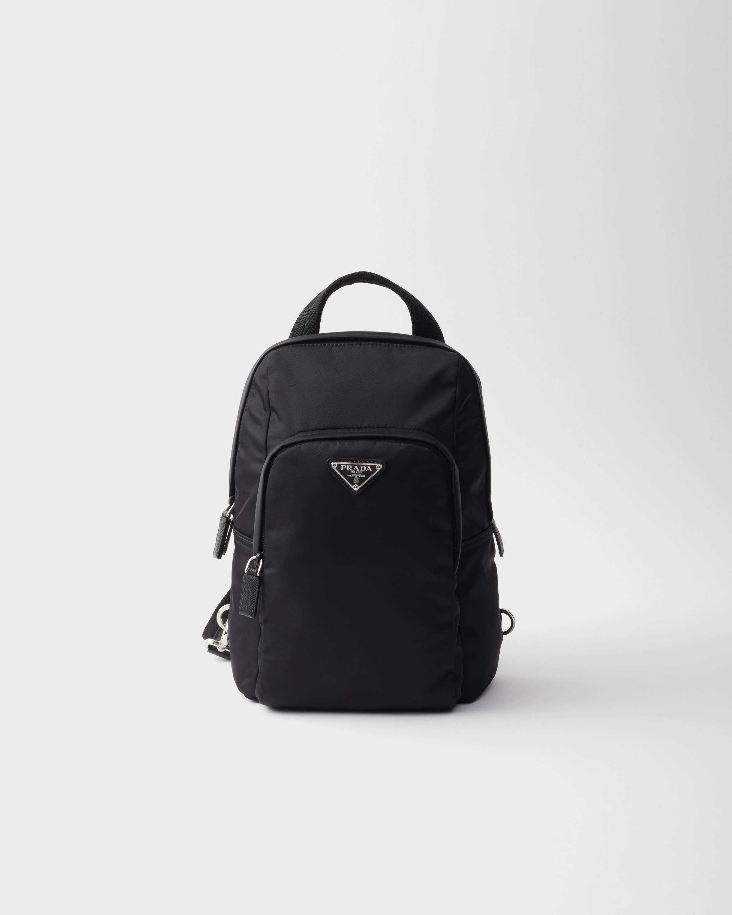 Black Re-Nylon and Saffiano leather backpack | PRADA