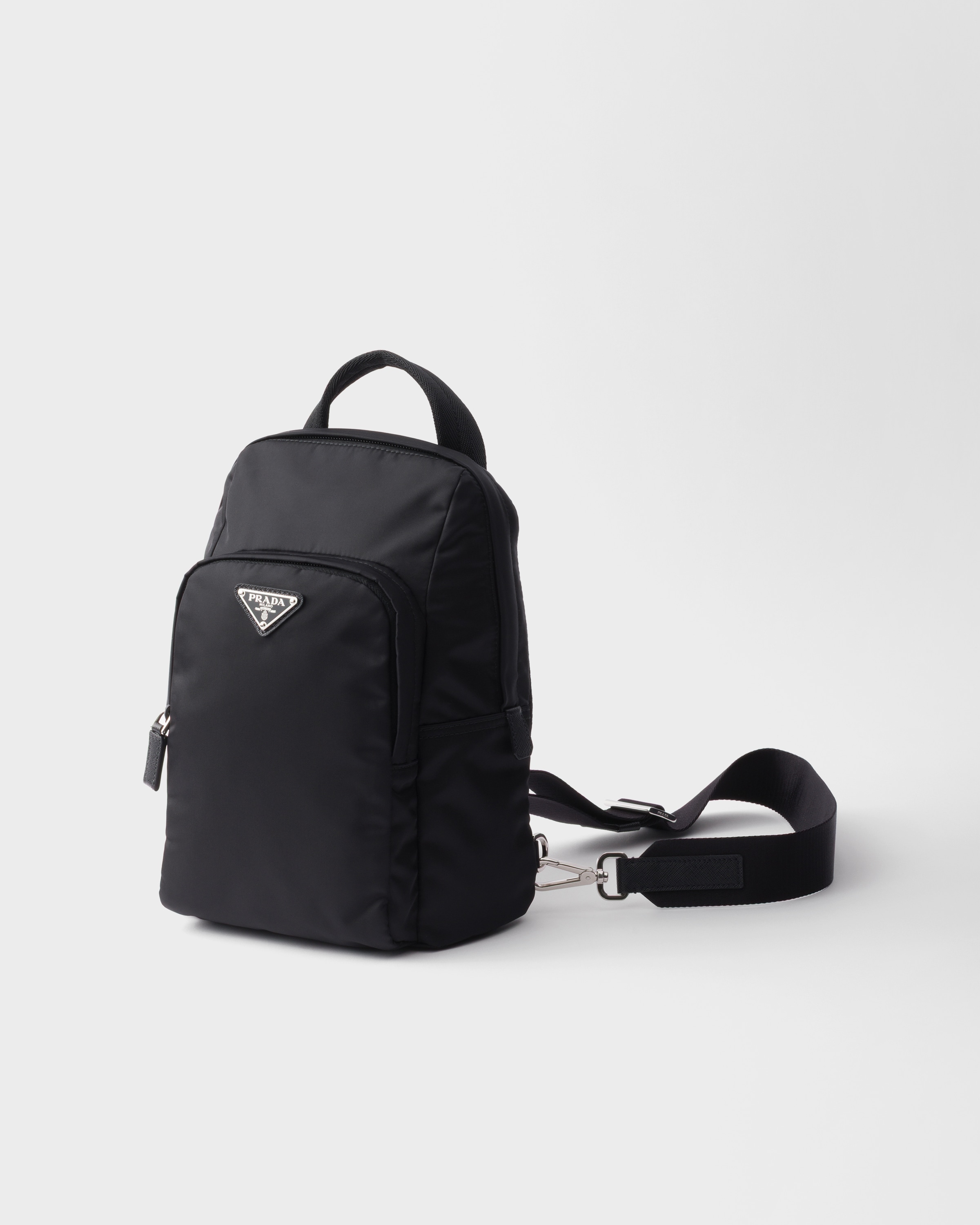 Prada Structured Leather Backpack With Logo Zipper Closure