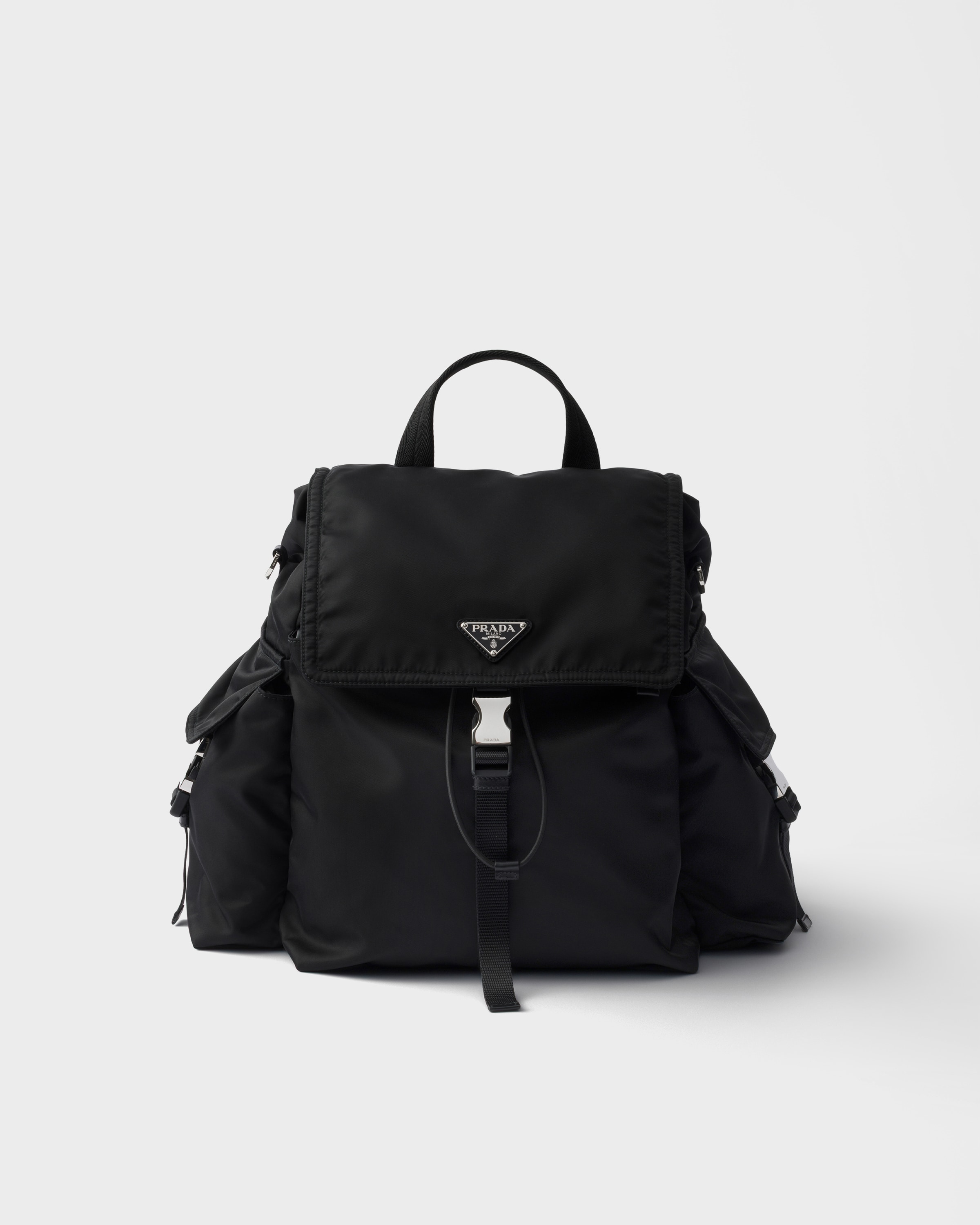 Prada Explore Re-nylon And Leather Backpack, Man, Black