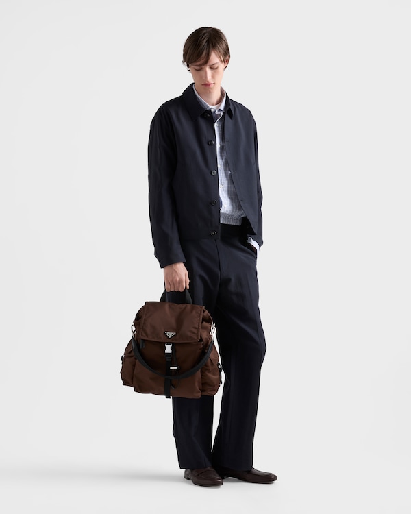 Prada Explore Re-Nylon and leather backpack - Sienna Prada Explore Re-Nylon and leather backpack - Sienna
